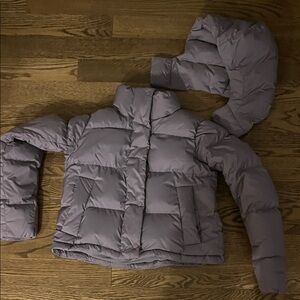 Lululemon Wonder Cropped Purple Coat With Detachable Hood